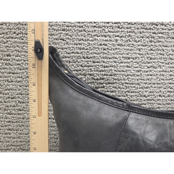 Born Black Distressed Leather Crossbody Bucket Bag Womens Hobo Shoulder Purse - Picture 7 of 10